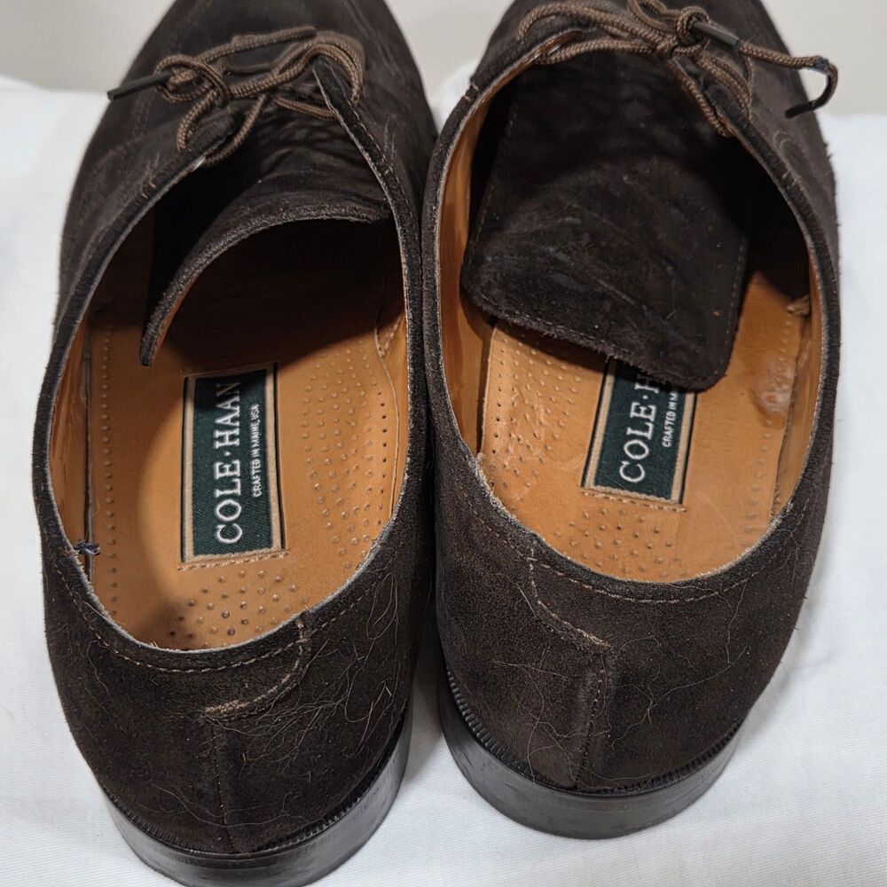 Cole Haan Made in USA Sz 9.5 D Dark Brown Suede Split Toe Derby Oxford Men Shoes - Picture 4 of 16